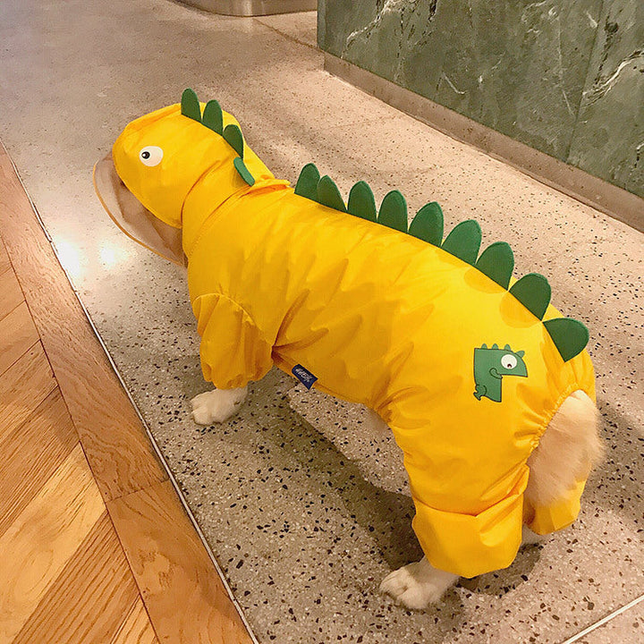 Keep Your Pup Dry and Adorable with Our Cute Dinosaur Raincoat!