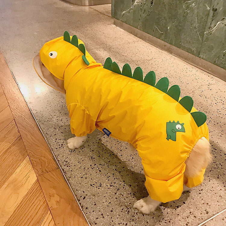 Keep Your Pup Dry and Adorable with Our Cute Dinosaur Raincoat!