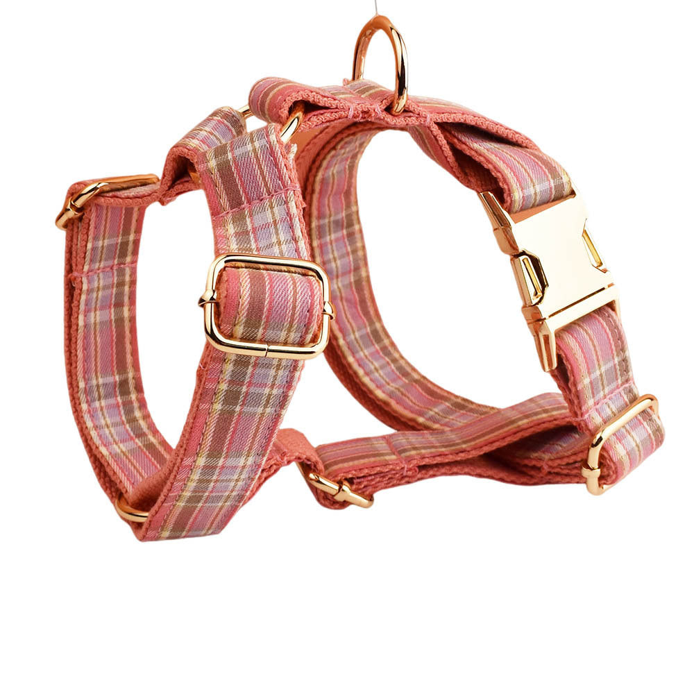 Plaid Pet Collar Traction Rope