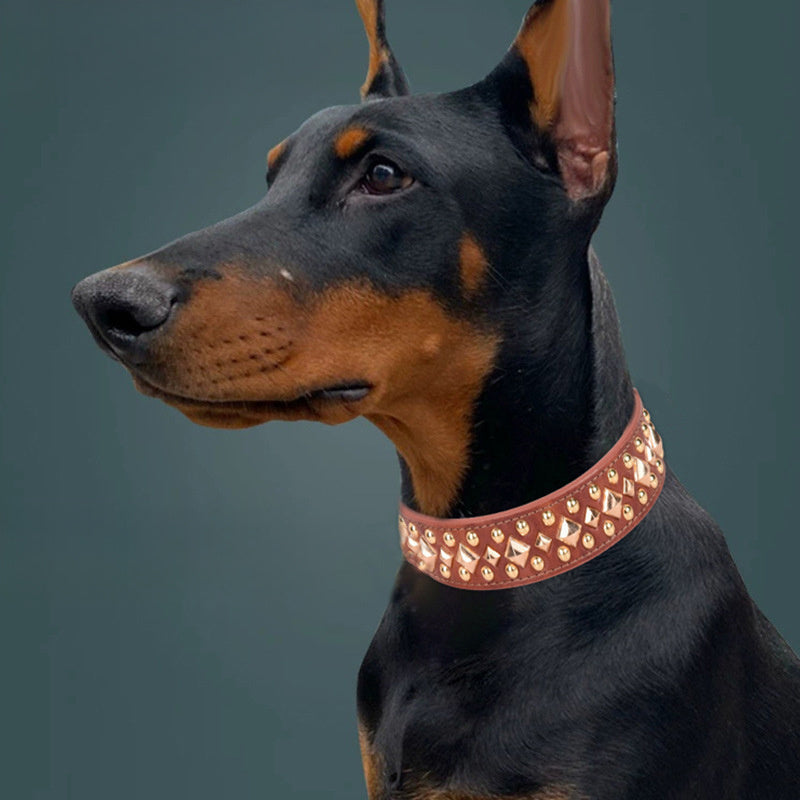 Rivet Leather Pet Dog Collar