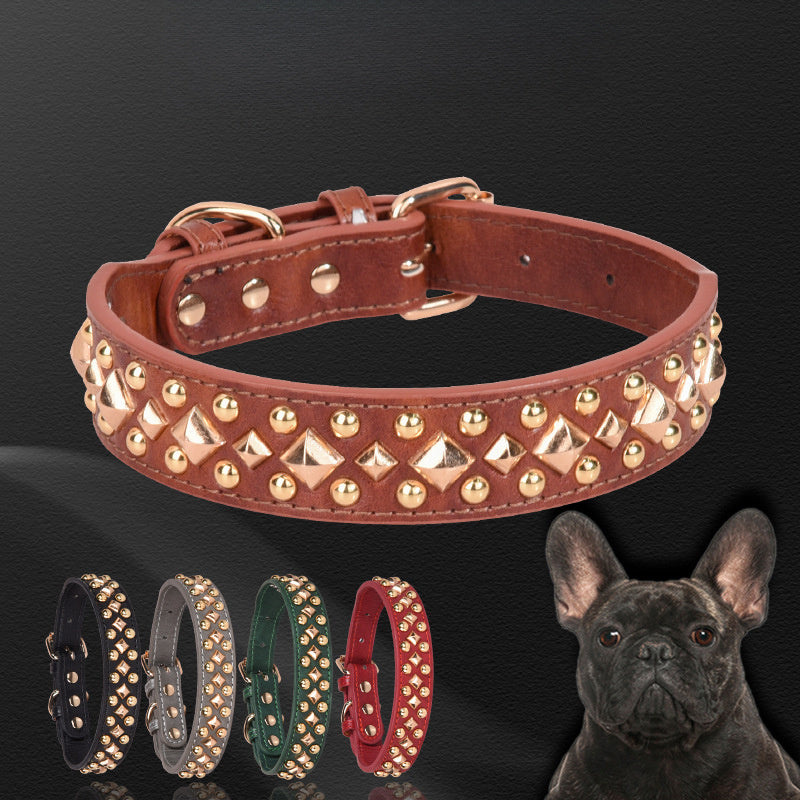 Rivet Leather Pet Dog Collar