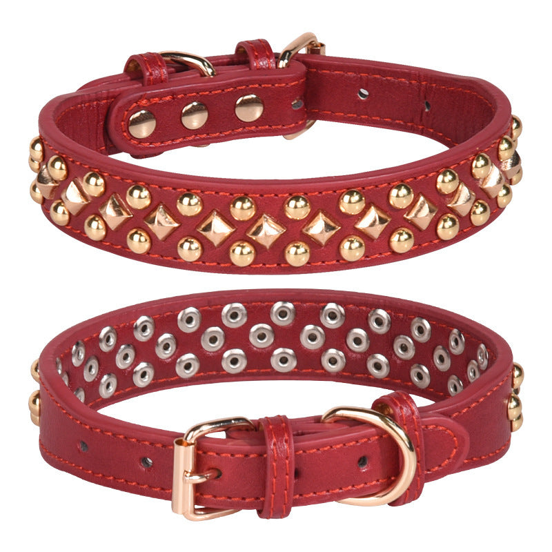 Rivet Leather Pet Dog Collar