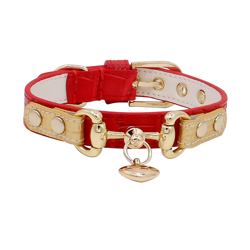Lizard Pattern Leather Pet Collar