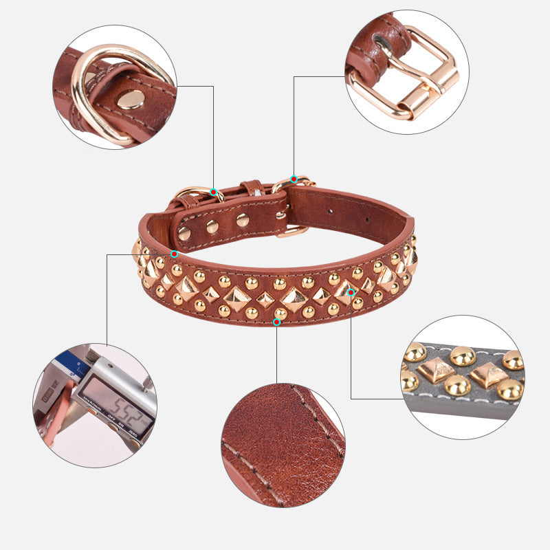 Rivet Leather Pet Dog Collar