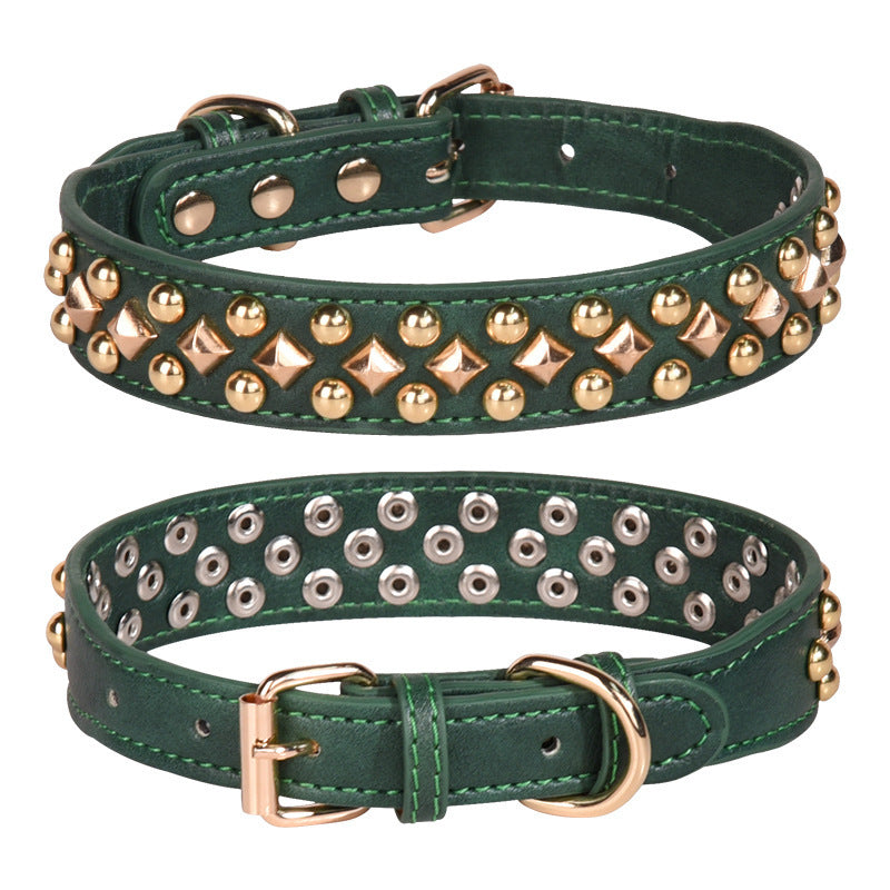 Rivet Leather Pet Dog Collar