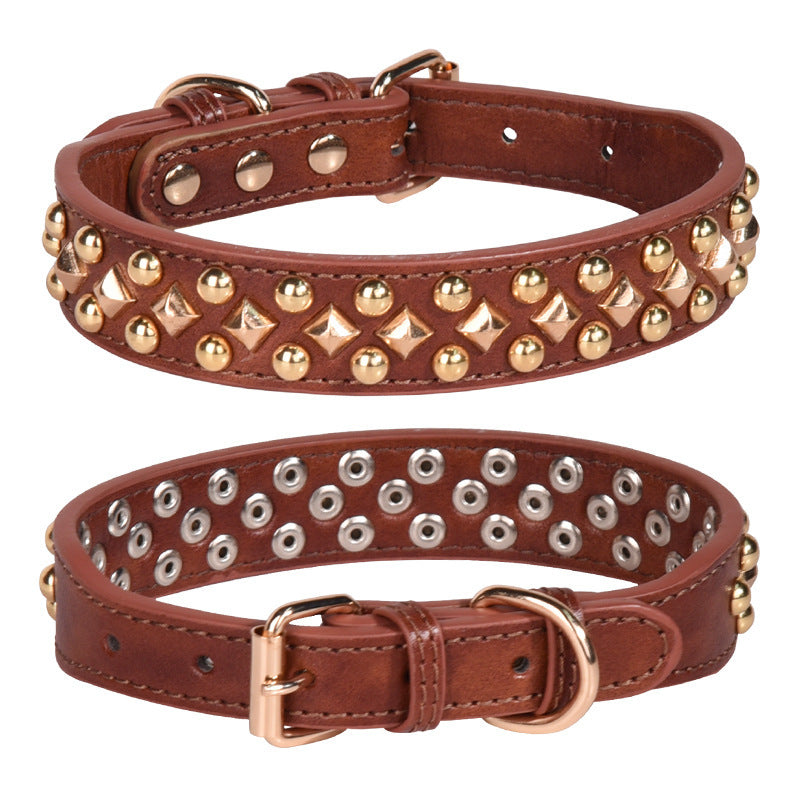 Rivet Leather Pet Dog Collar