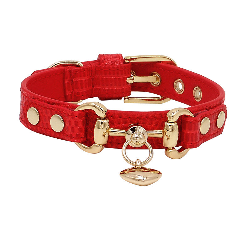 Lizard Pattern Leather Pet Collar