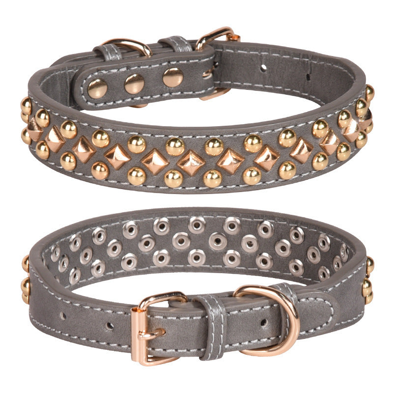 Rivet Leather Pet Dog Collar