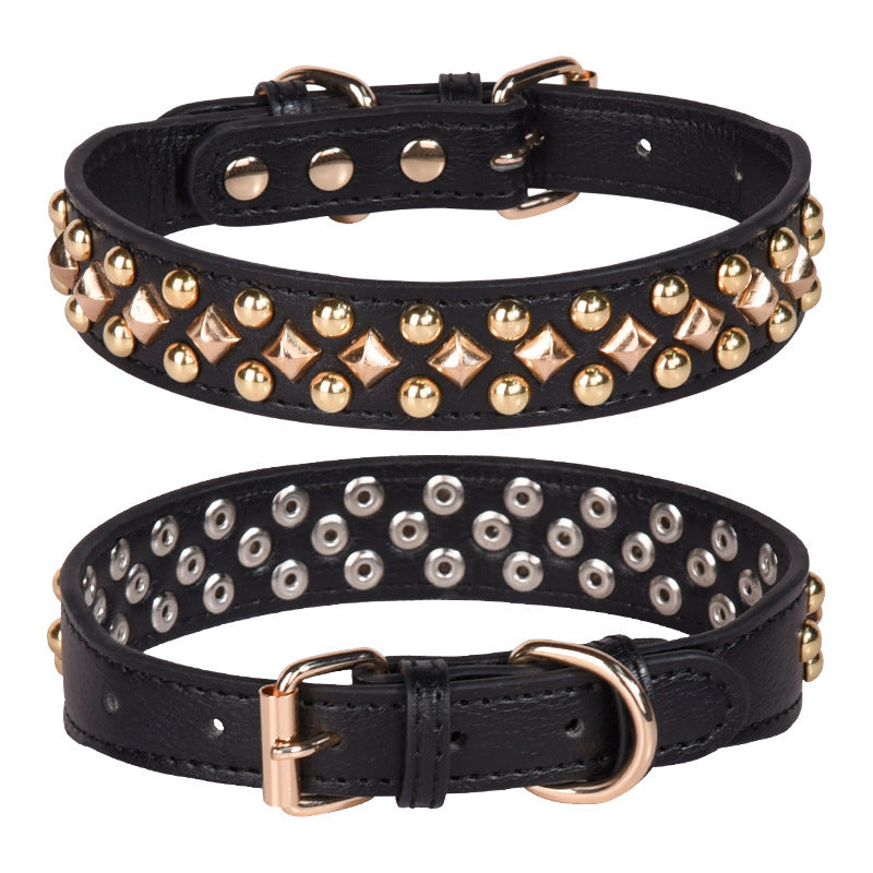 Rivet Leather Pet Dog Collar