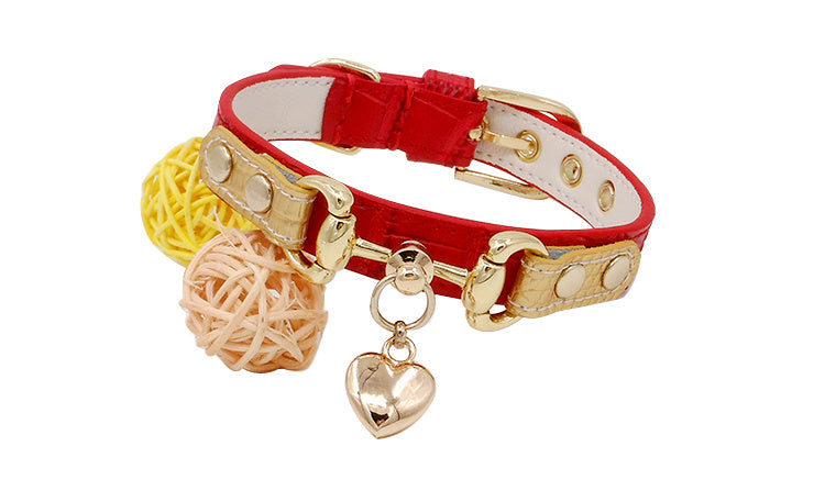 Lizard Pattern Leather Pet Collar