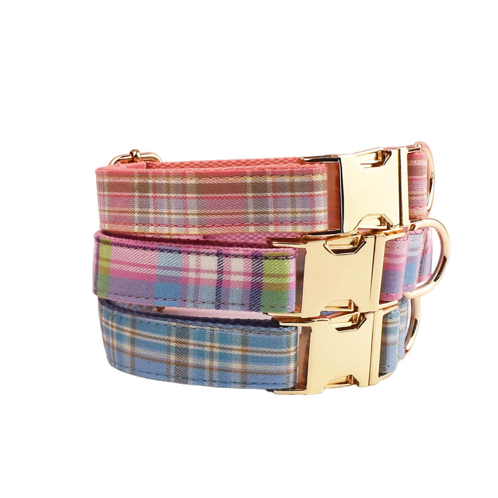 Plaid Pet Collar Traction Rope
